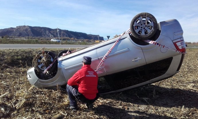 Imagen del accidente en Caparroso.