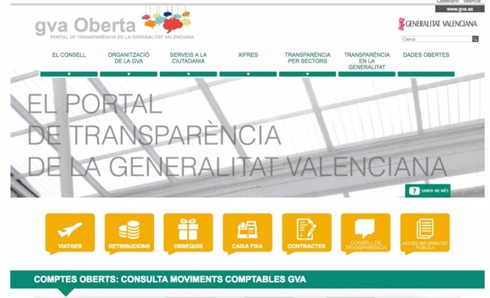 Captura del portal de transparencia del Consell