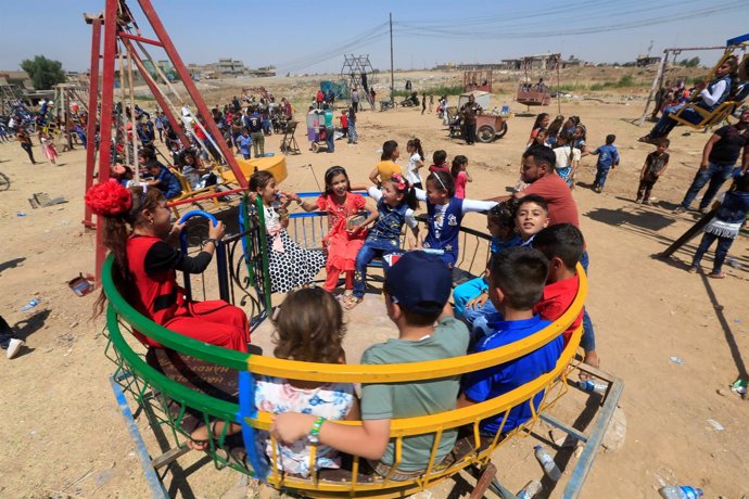 Niños jugando en Mosul, Irak