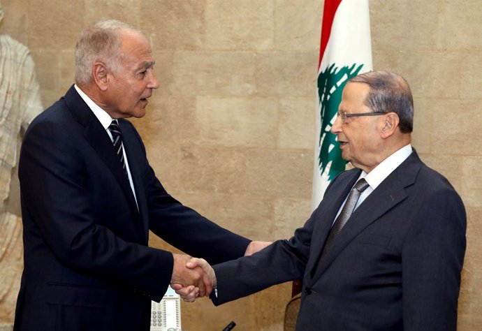 Michel Aoun y Ahmed Aboul Gheit 