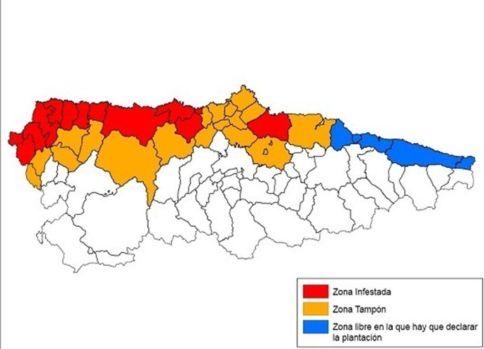 Mapa de las zonas afectadas.