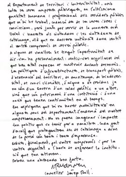 Carta de Josep Rull