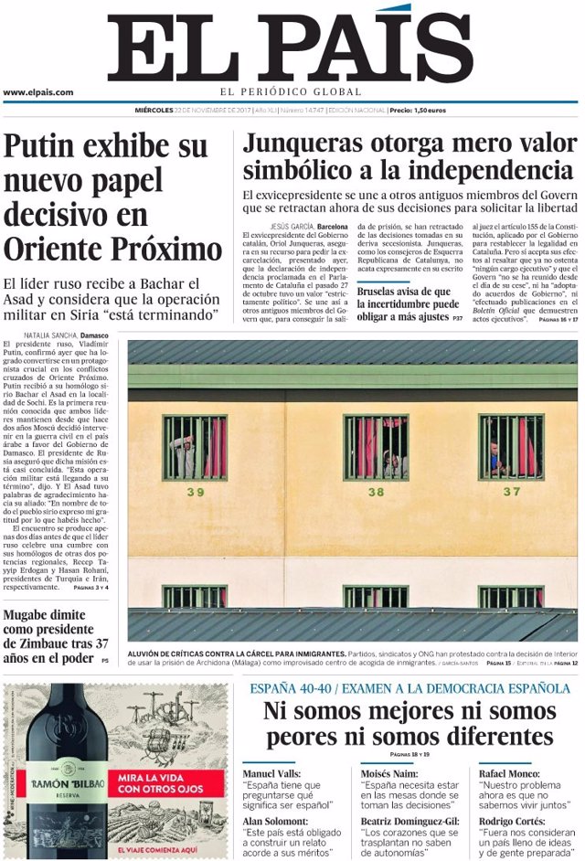 Portada de El País