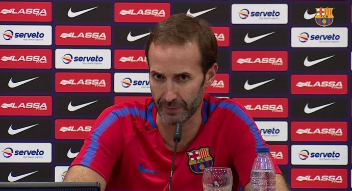 Sito Alonso, entrenador del FC Barcelona Lassa en rueda de prensa