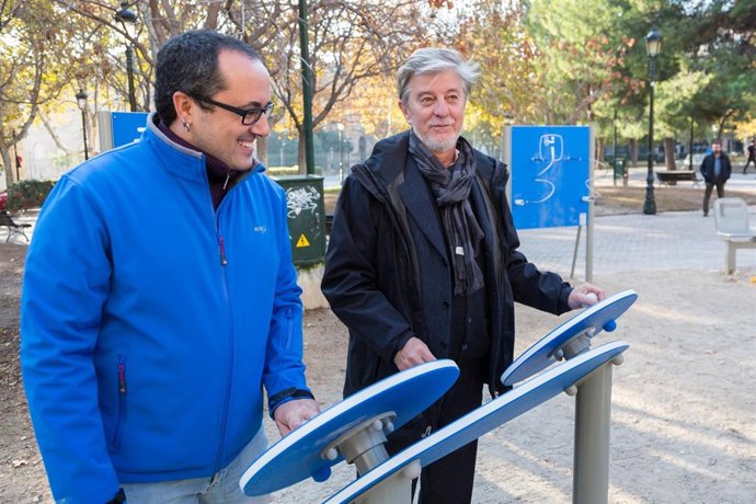 Santisteve y Cubero han visitado hoy el parque de mayores en Plaza de los Sitios