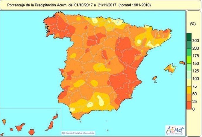 No ha llovido ni el 40 por ciento de lo normal en España desde octubre
