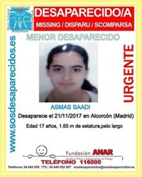 La Policía de Alcorcón busca a una chica de 17 años desaparecida este martes