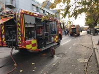 Controlado el incendio de oficinas desocupado en un polígono industrial de San Sebastián de los Reyes