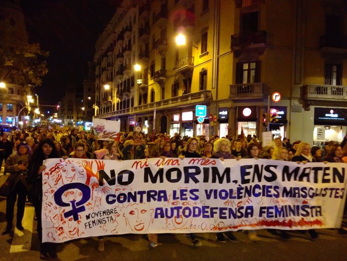 Capçalera de Novembre Feminista en la manifestació del passat 8 de març