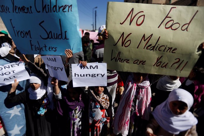 Manifestación contra el bloqueo en Yemen