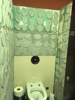 Estado de uno de los aseos del centro