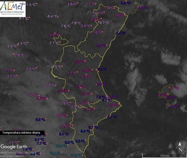 Temperaturas mínimas esta madrugada