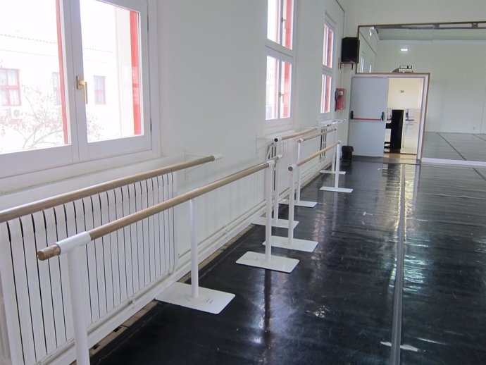 Sala de danza con barras de ballet