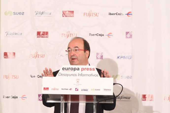 Miquel Iceta en l'Esmorzar d'Europa Press presentat per Pedro Sánchez