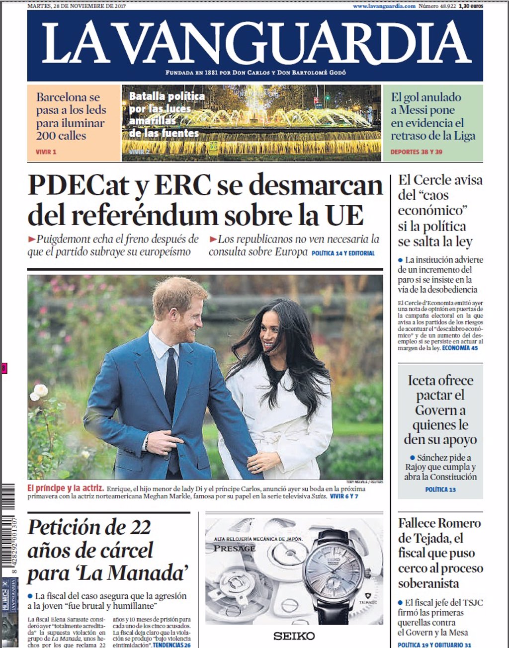 Las Portadas De Los Periódicos De Hoy Martes 28 De Noviembre De 2017