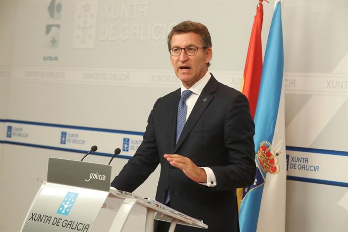 El president de la Xunta, Alberto Núñez Feijóo, en roda de premsa