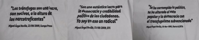 Frases de las camisetas que han lucido los diputados de Podemos Cantabria