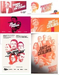 Iglesias y Domènech acusan a JuntsxCat de plagiar sus carteles de campaña