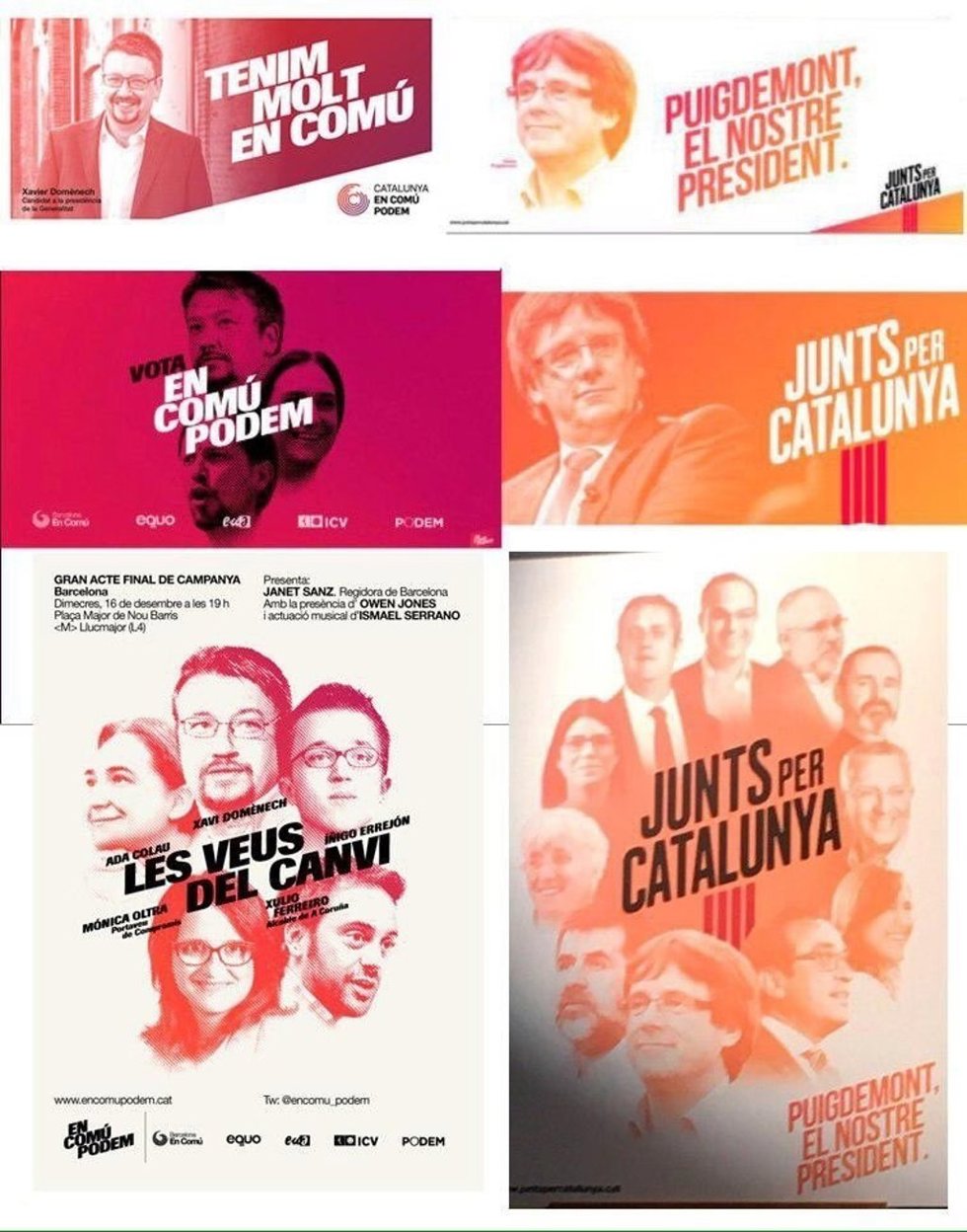 Montaje con los carteles de CatECP y JuntsxCat