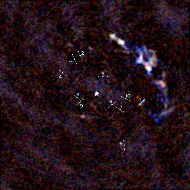 Imagen del centro de la Vía Láctea captada por ALMA con 11 protoestrellas