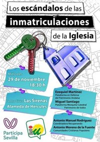 Participa e IU pedirán que el Ayuntamiento recabe "la lista de los bienes inmatriculados de la Iglesia"