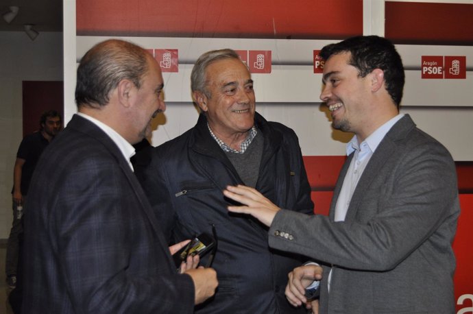 Javier Lambán, Darío Villagrasa y Javier Sada (PSOE).