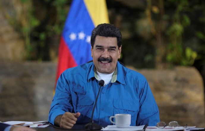 Venezuela's President Nicolas Maduro speaks during a meeting with ministers in L