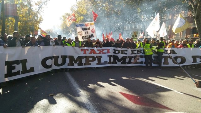 Manifestación de taxistas en Madrid