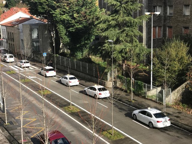 Protesta de taxistas en Santiago de Compostela.