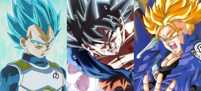 Vegeta, Goku y Trunks en Dragon Ball