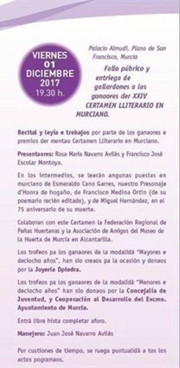 Actos programados el viernes en la XXIX Semana de la Llengua Murciana