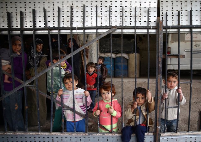 Niños en la localidad de Nashabiyeh, en Ghuta Oriental