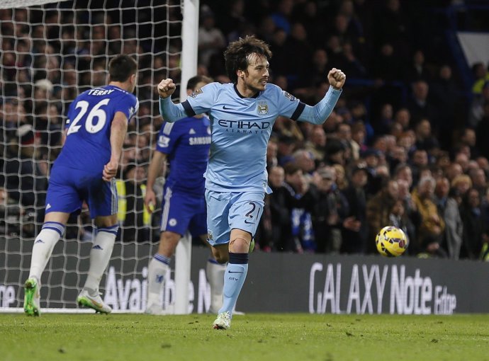 David Silva marca para el Manchester City ante el Chelsea