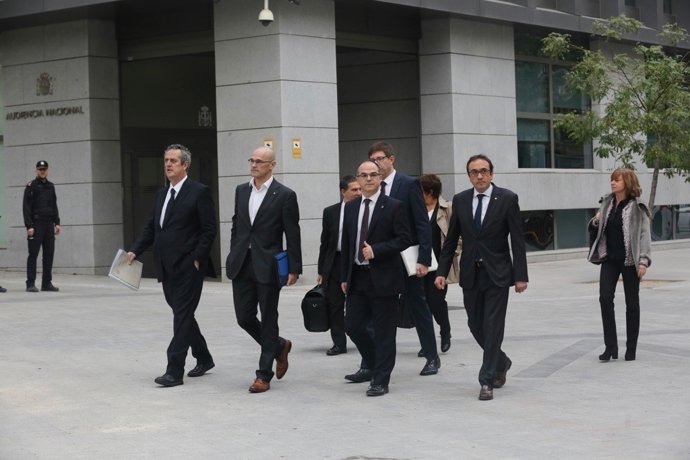 Rull, Forn, Romeva, Turull i Borràs arriben a l'Audiència Nacional per declarar