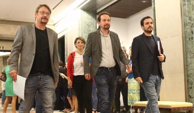 Xavier Domènech, Pablo Iglesias y Alberto Garzón