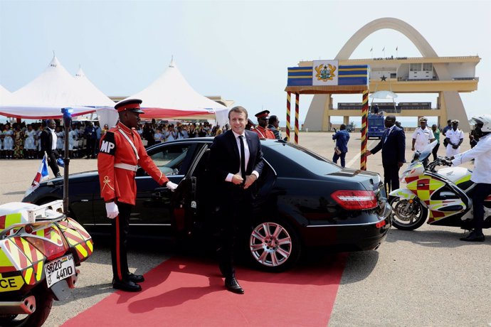 El presidente francés, Emmanuel Macron, en Acra