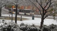 La nieve cubre Pamplona y causa retrasos generalizados en el transporte público