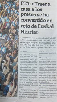ETA reafirma que el "reto" ahora es lograr la vuelta "a casa" de los presos