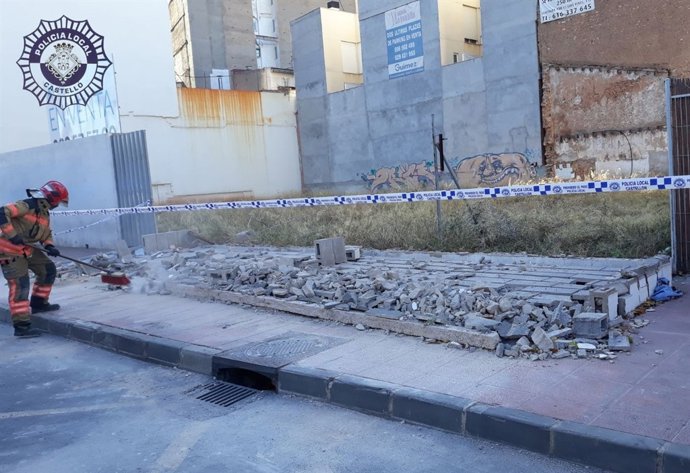 Muro derrumbado en Castellón