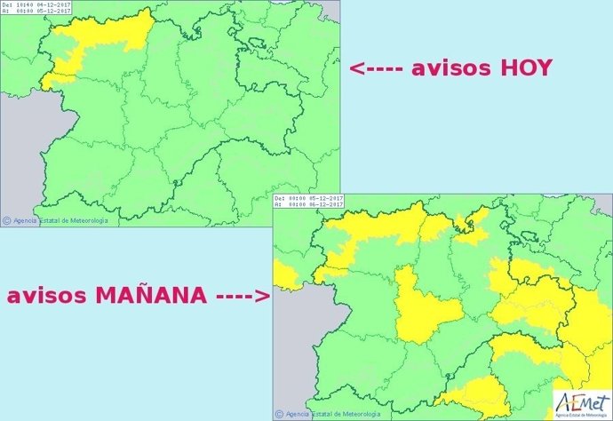 Cuadro descriptivo de las temperaturas en CyL para el martes