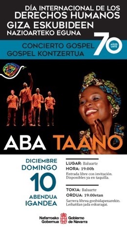 Cartel anunciador del concierto de Aba Taano. 