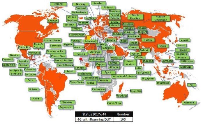 Mapa de acuerdos de interconexión de Orange España