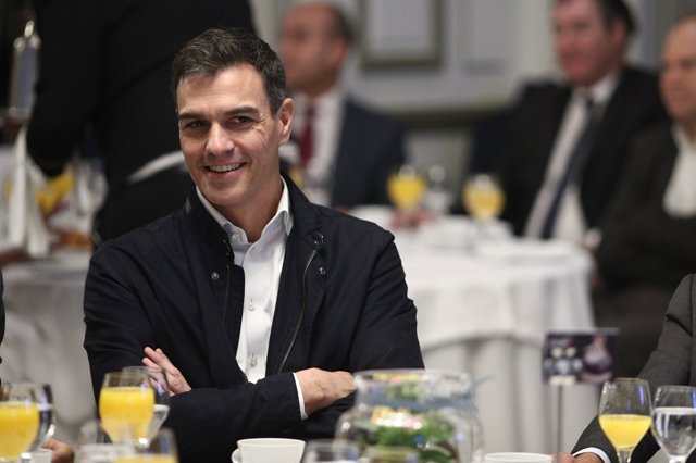 Pedro Sánchez en un acte a Madrid