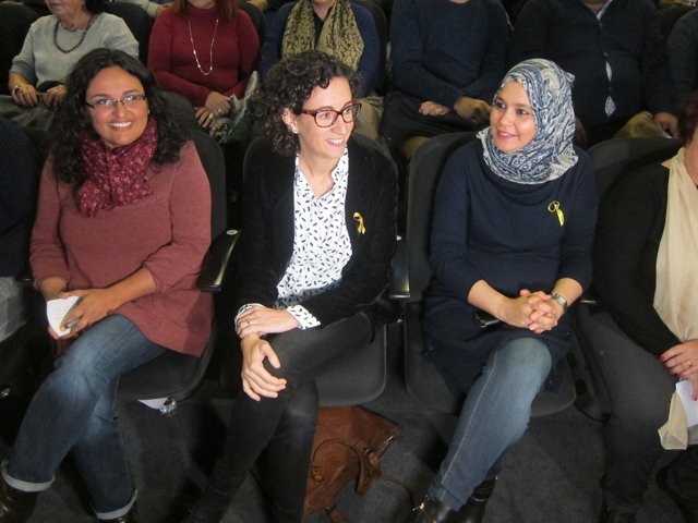 Les candidates d'ERC Sandra Rodríguez, Marta Rovira i Najat Driouech