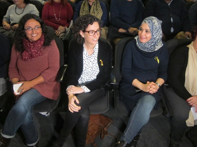 Les candidates d'ERC Sandra Rodríguez, Marta Rovira i Najat Driouech