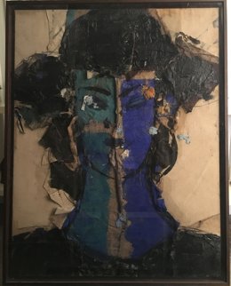 Manolo Valdés, Retrat amb rostre verd i blau, 2017, Acrílic sobre llenç