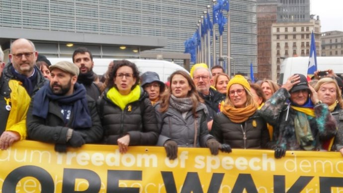 Capçalera de la manifestació a favor de la independència