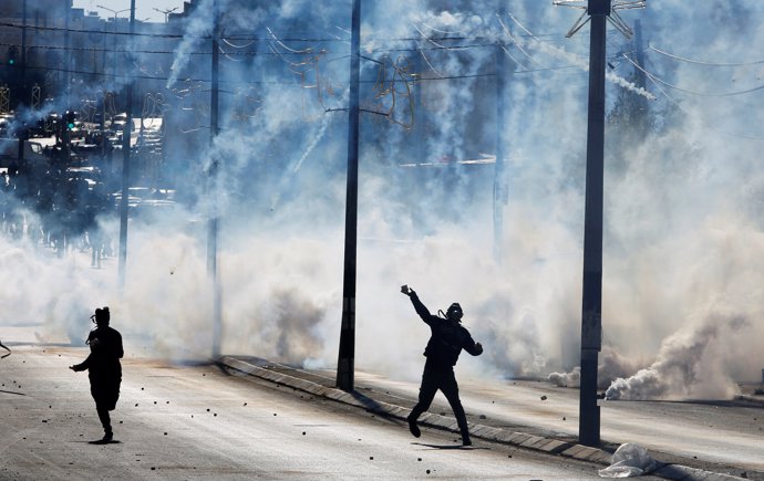 Enfrentamientos entre palestinos y soldados israelíes en Belén