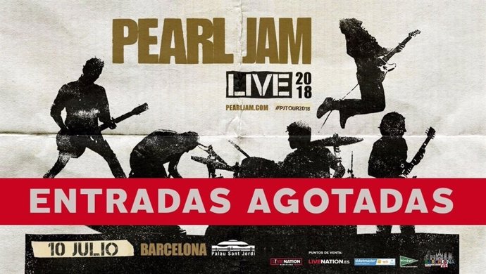 Cartell d'entrades esgotades del concert de Pearl Jam a Barcelona