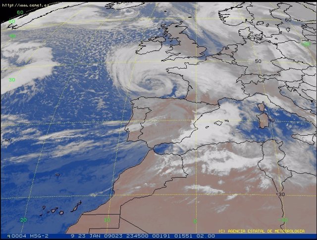 Aemet emite un aviso por la llegada de 'Ana', una ciclogénesis explosiva que alcanzará Península y Baleares el domingo